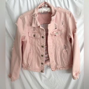 Pastel pink denim jacket